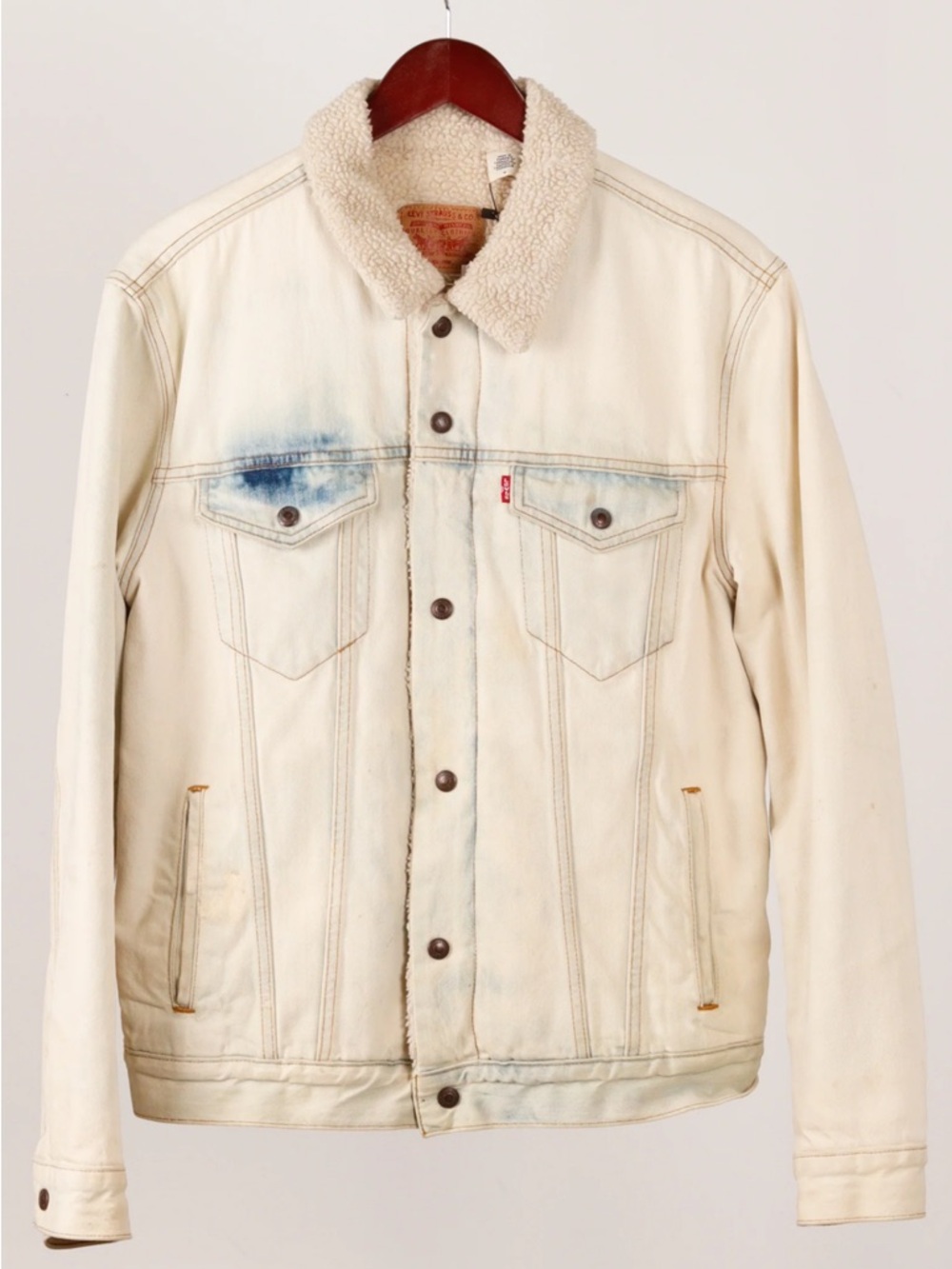 RARE! Supreme x Levi's FW16 'Bleached Sherpa Trucker' Jacket Blue